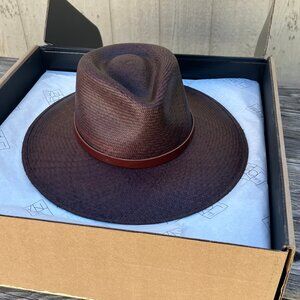 New Sold Out Janessa Leone Scarlett Hat Fedora Chestnut Original Box Size L